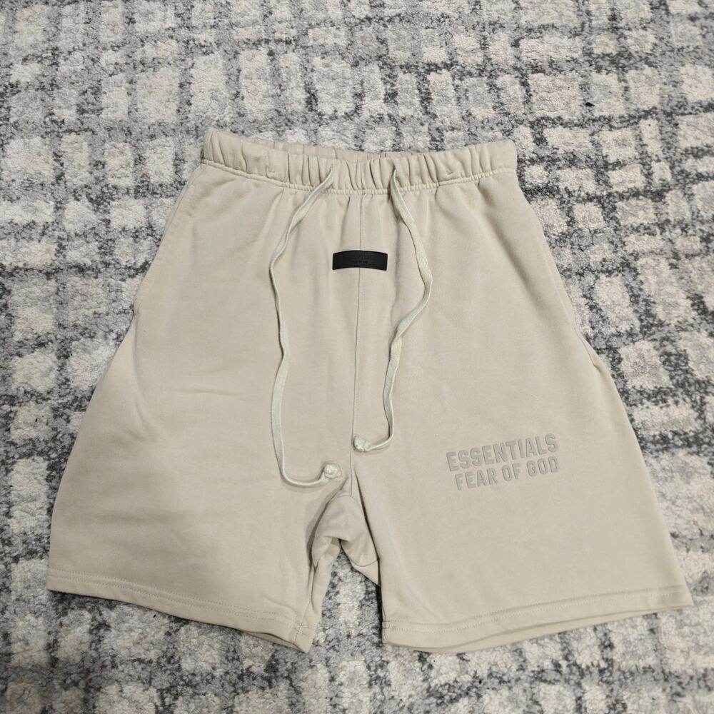 Fear of God Essentials Sweat Shorts Mens Tan Oatmeal Streetwear Baggy Lounge